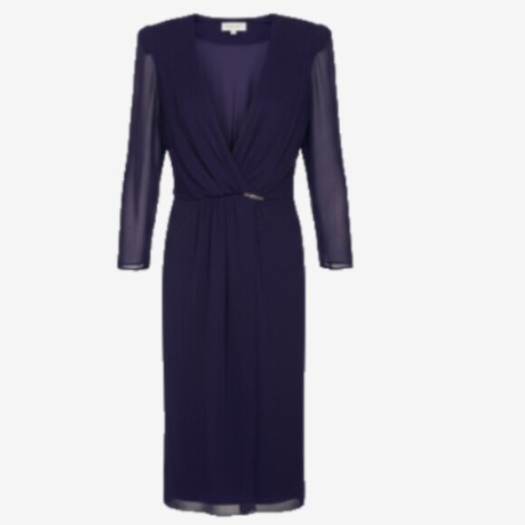 VTG Black Velvet Wrap Dress Sz 12 Midi Holiday Christmas Cocktail Party - Picture 2 of 11